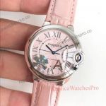 Pink Cartier Ballon Bleu De 36mm Stainless Steel Case Watch
